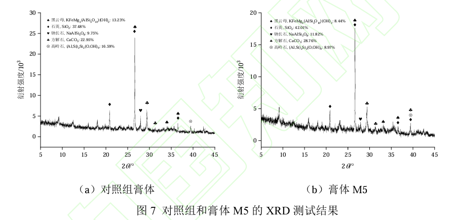 图7对照组和膏体 M5的XRD测试结果.png