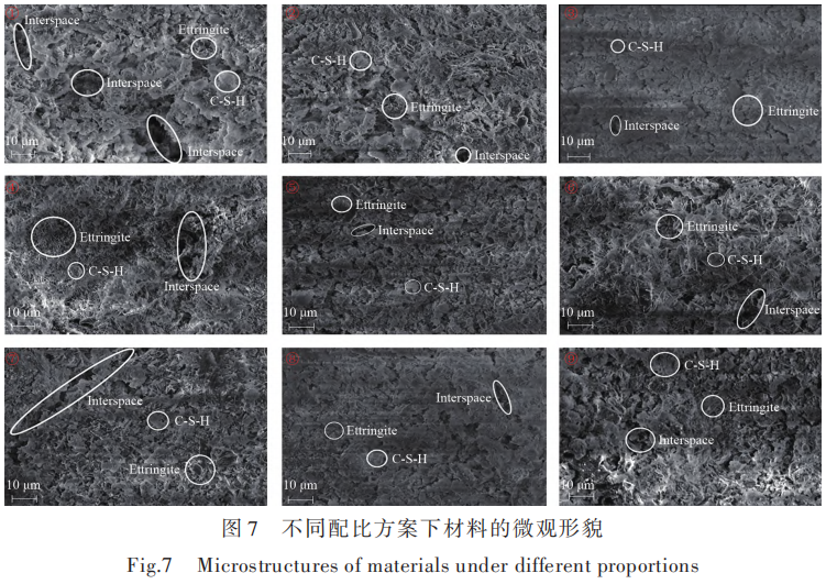 不同配比方案下材料的微观形貌